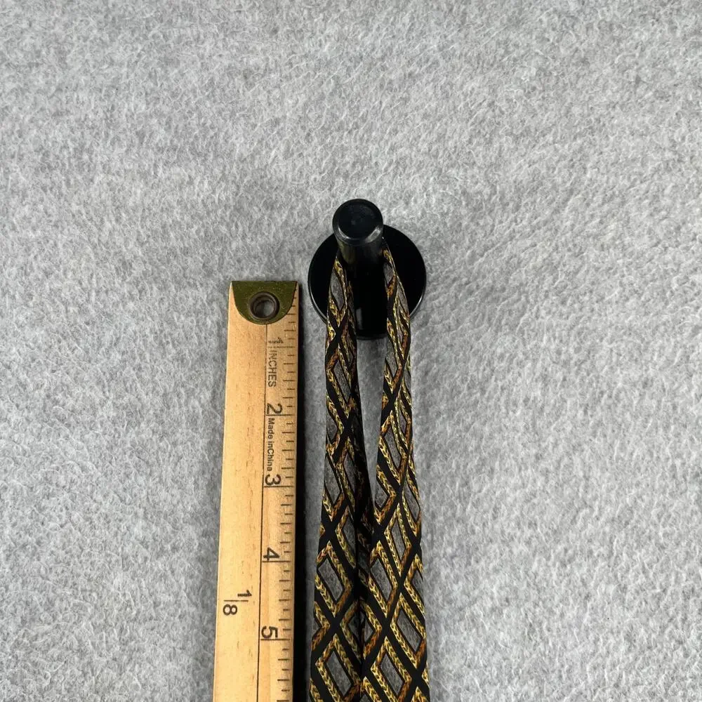 Valentino Cravatte Silk Necktie Made In Italy Black Gold Geometric Tie